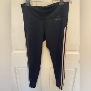 Adidas Women's Black Track Pants with White Stripes